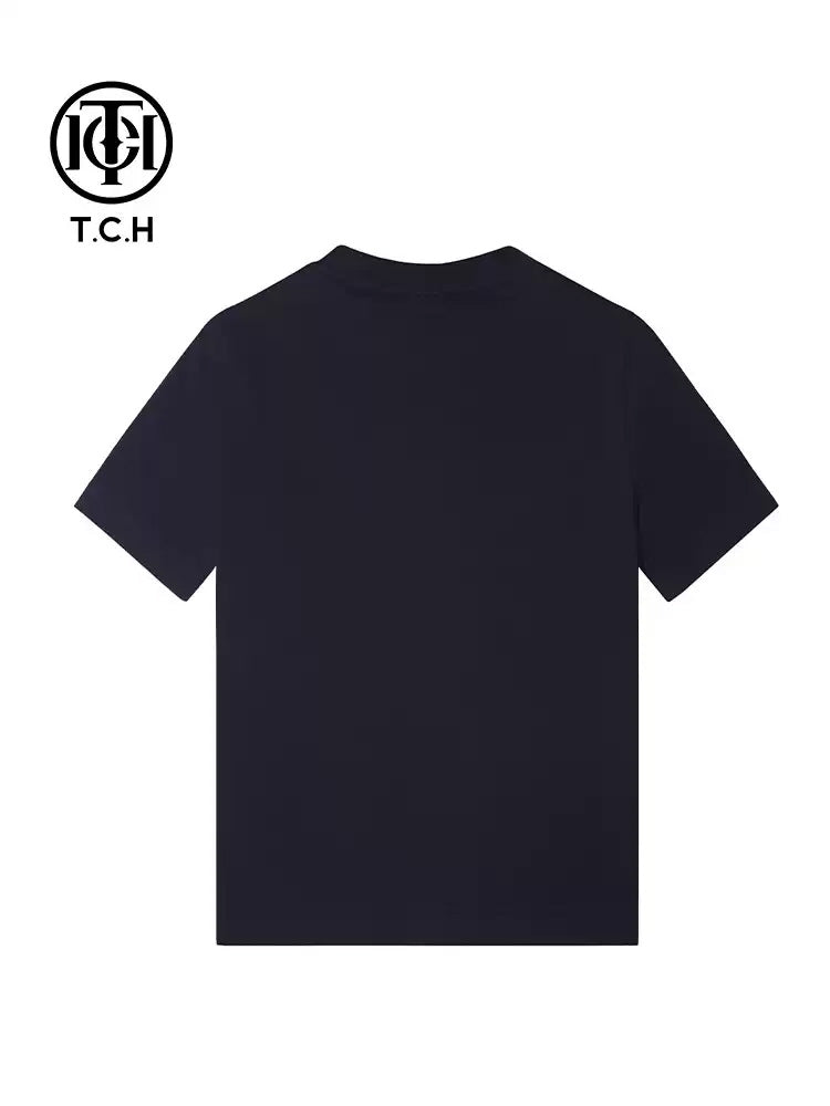 TCH Rhinestone Graphic Print Streetwear Black T-shirt