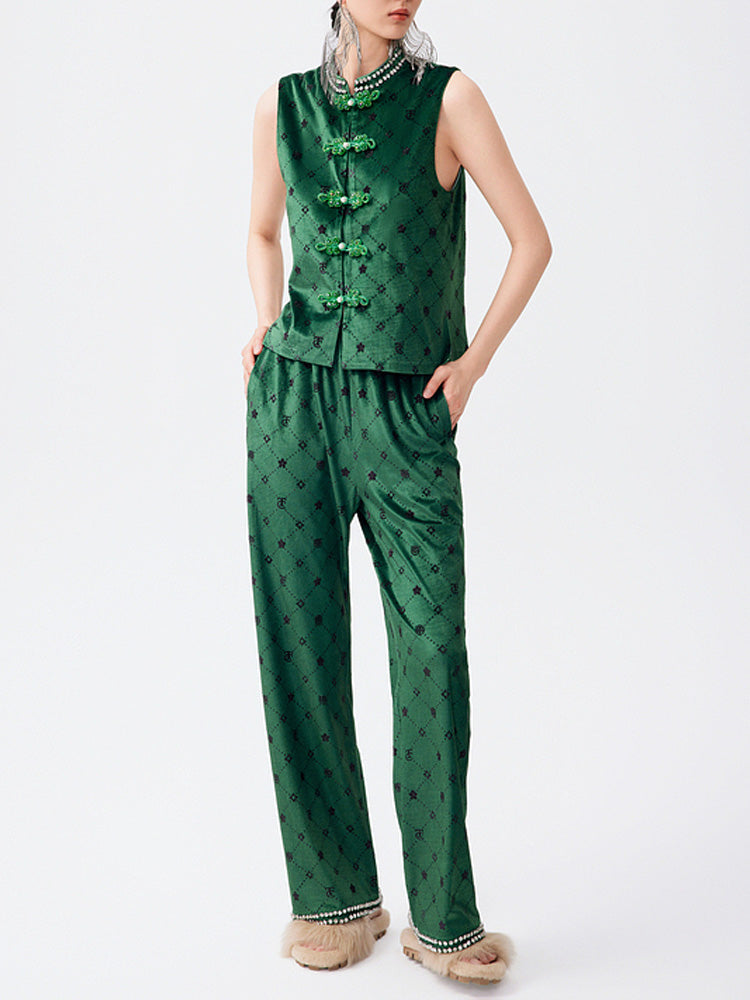 TCH Vintage Rhinestone Luxury Tank Top and Long Pants