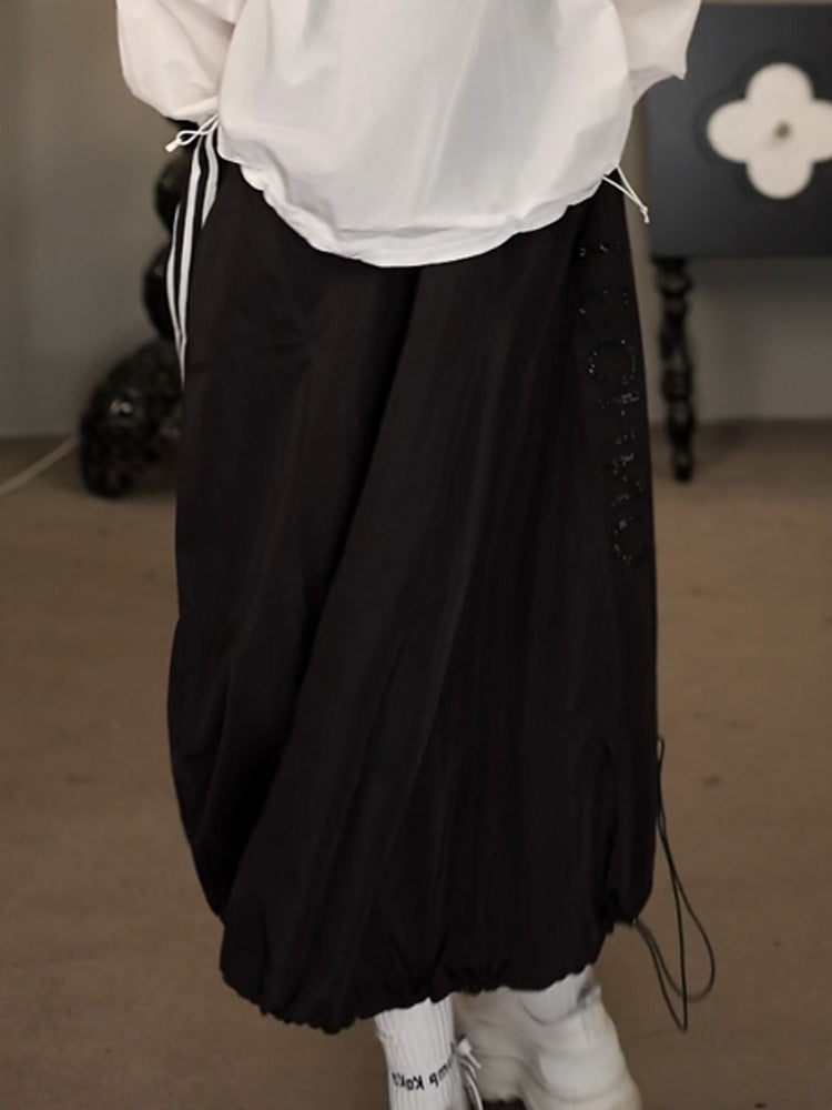 TCH Rhinestone Contrast Trim Elastic Waist Sports Skirt