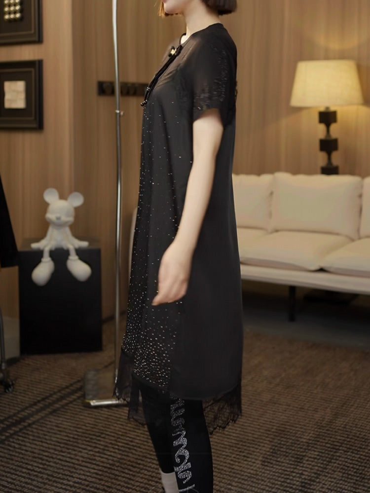 TCH Crystal embellished  A Line Lace Midi Dress