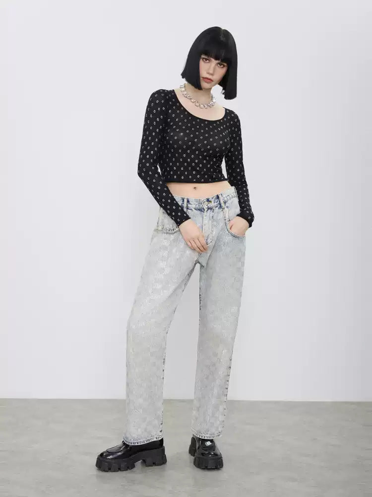 TCH Rhinestone Scoop Neck Cropped Top