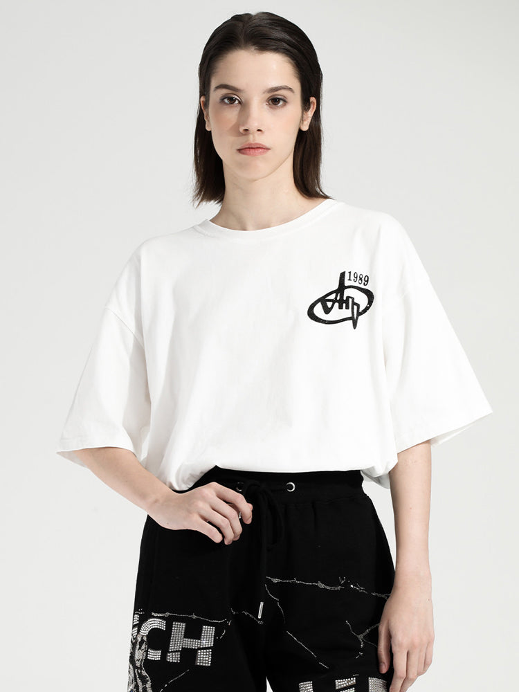 TCH Logo Print Summer Short Sleeve T-shirt in White