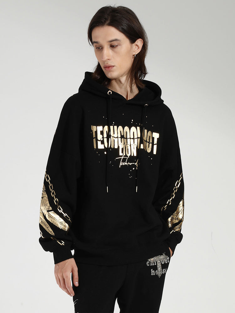 TCH Gold Wing Print Cotton Hoodie Sweatshirt