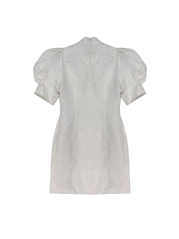 TCH Rhinestone Embellished Midi Dress with Puff Sleeves