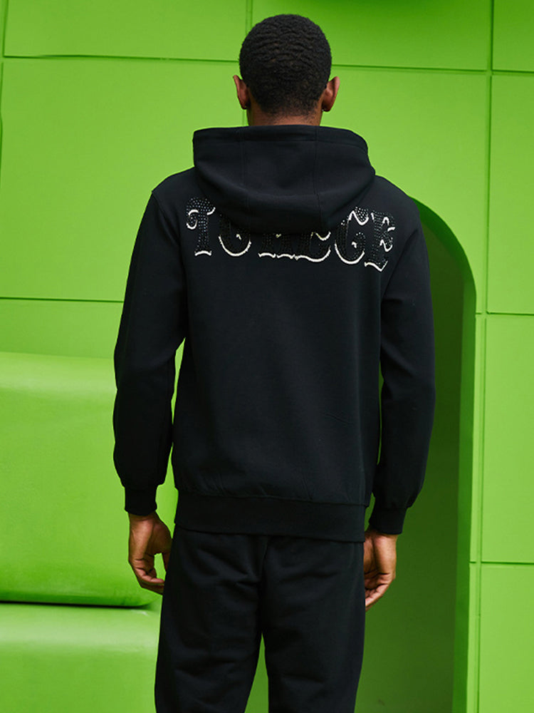 TCH Leopard Print Rhinestone Black Hoodie