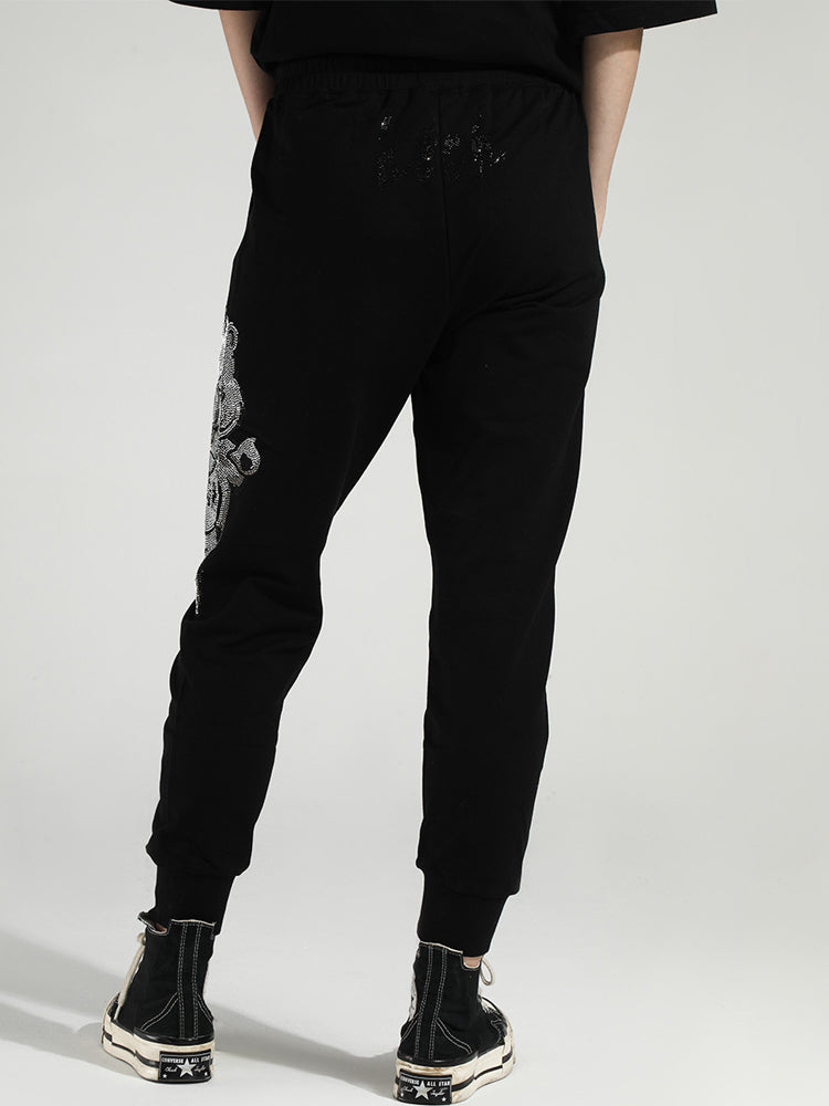 TCH Men's Rhinestone Bear Long Pants with Pockets