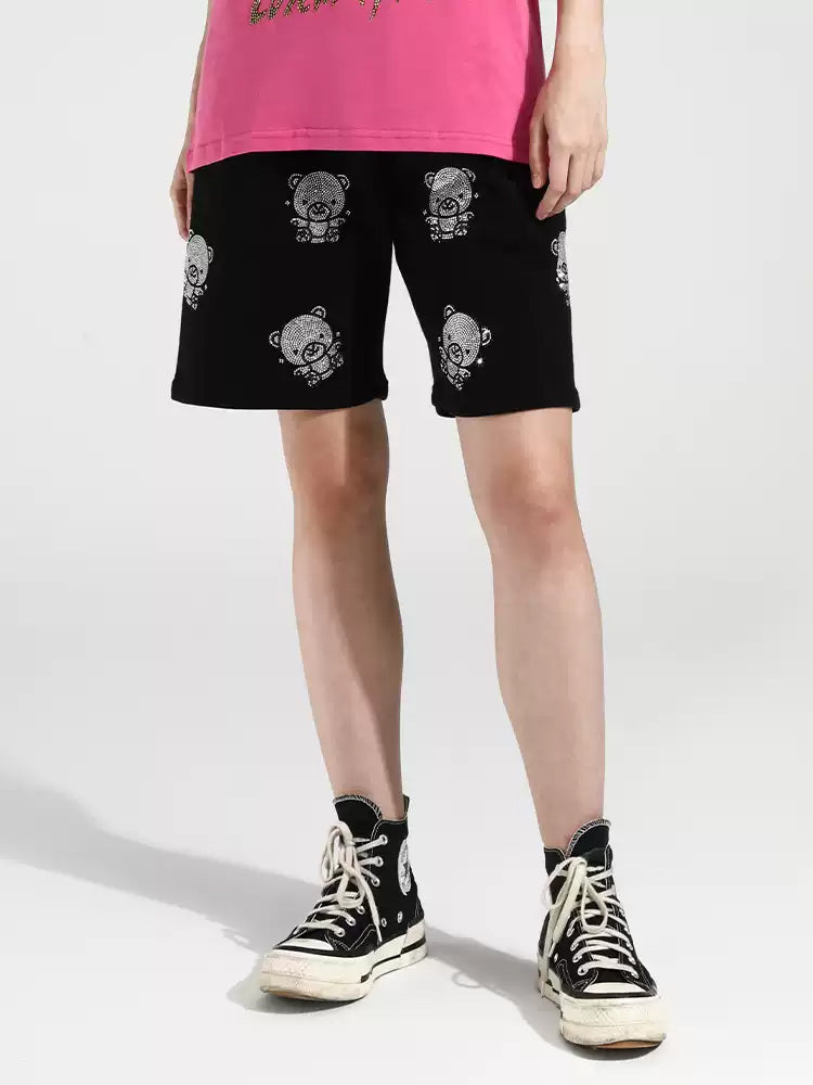TCH Rhinestone Teddy Bear Jogging Shorts
