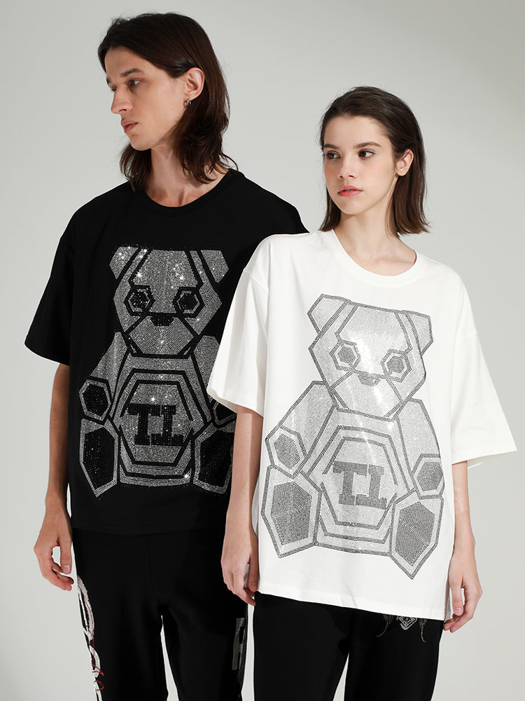 TCH Rhinestones  Casual Teddy Bear T-shirt