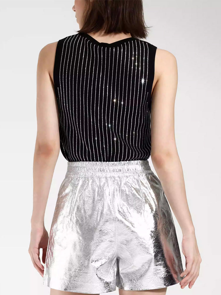 TCH Rhinestone Striple Sleeveless Tank Top