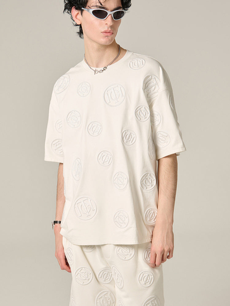 TCH Allover Logo Print Solid Cotton T-shirt