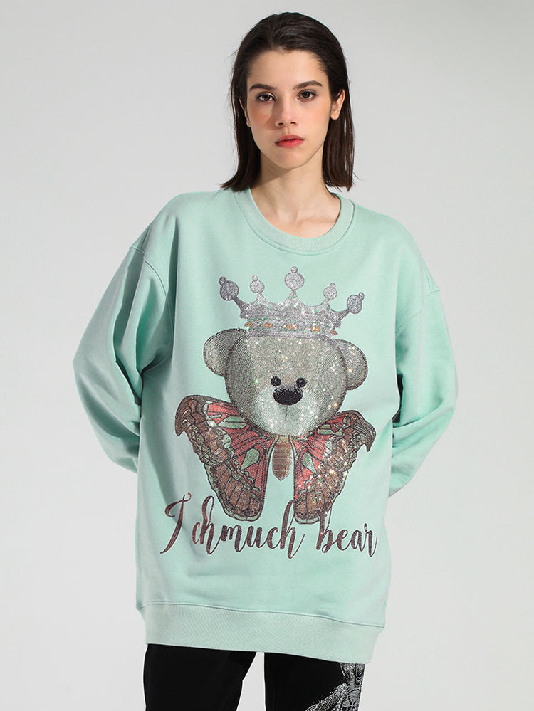TCH Graphic Rhinestone Oversized Pullover Sweatshirt