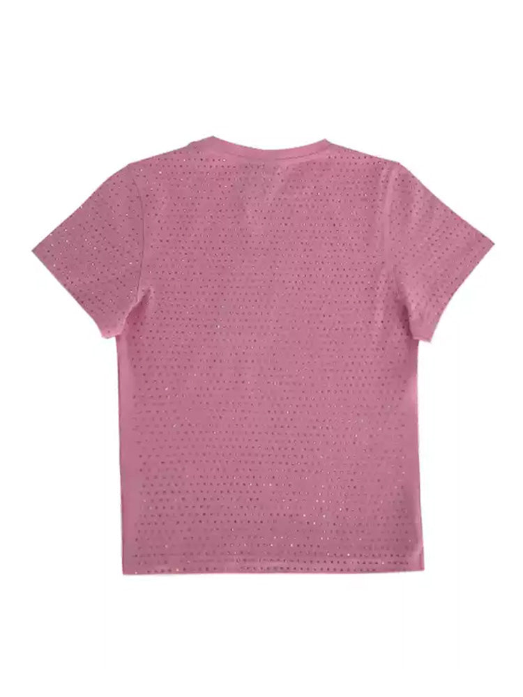 TCH Rhinestone Colorful Summer T-Shirt with Pink