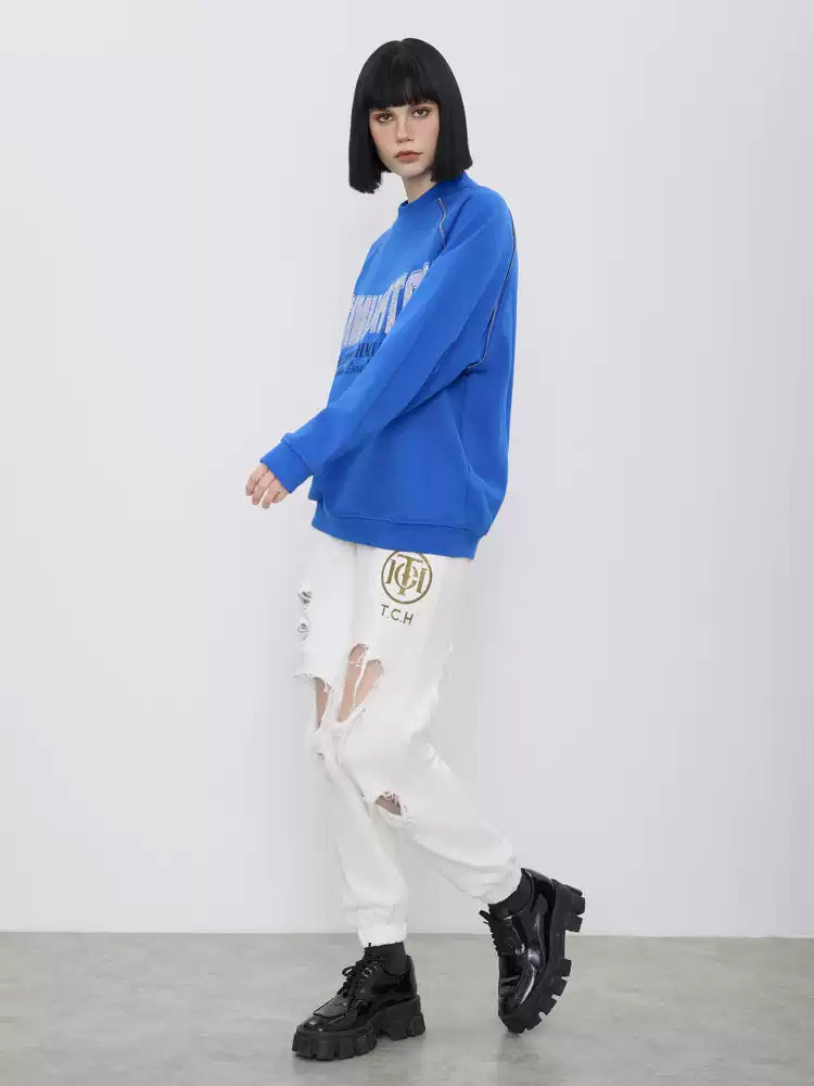 TCH Sparkle Graphic Rhinestone Zip Sweatshirt