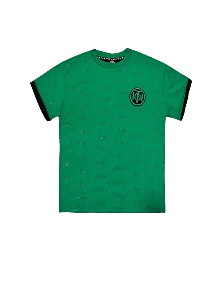 TCH Logo Print Rhinestone Letter T-Shirt