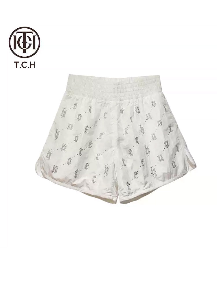 TCH Rhinestone Nylon Allover Cargo Shorts