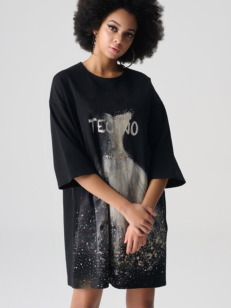 TCH Luxury Rhinestone Wedding T-shirt Dress