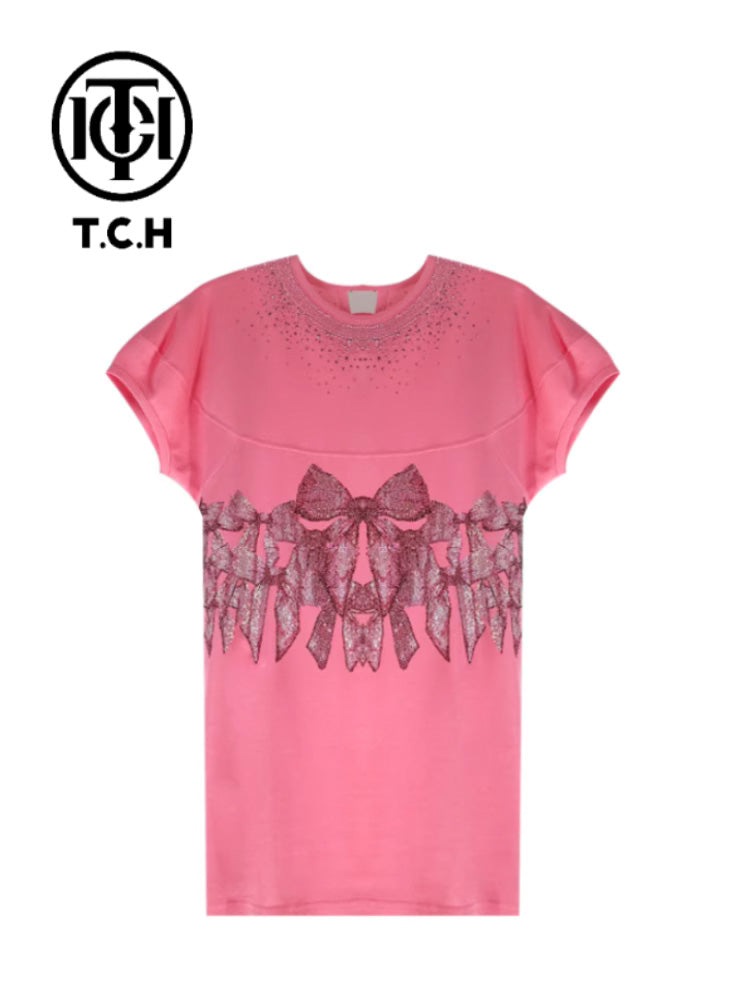 TCH Luxury Sparkle Bow Glitter Mini Dress