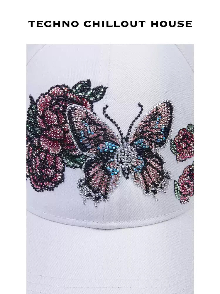 TCH Embroidered Butterfly Rhinestone Baseball Cap