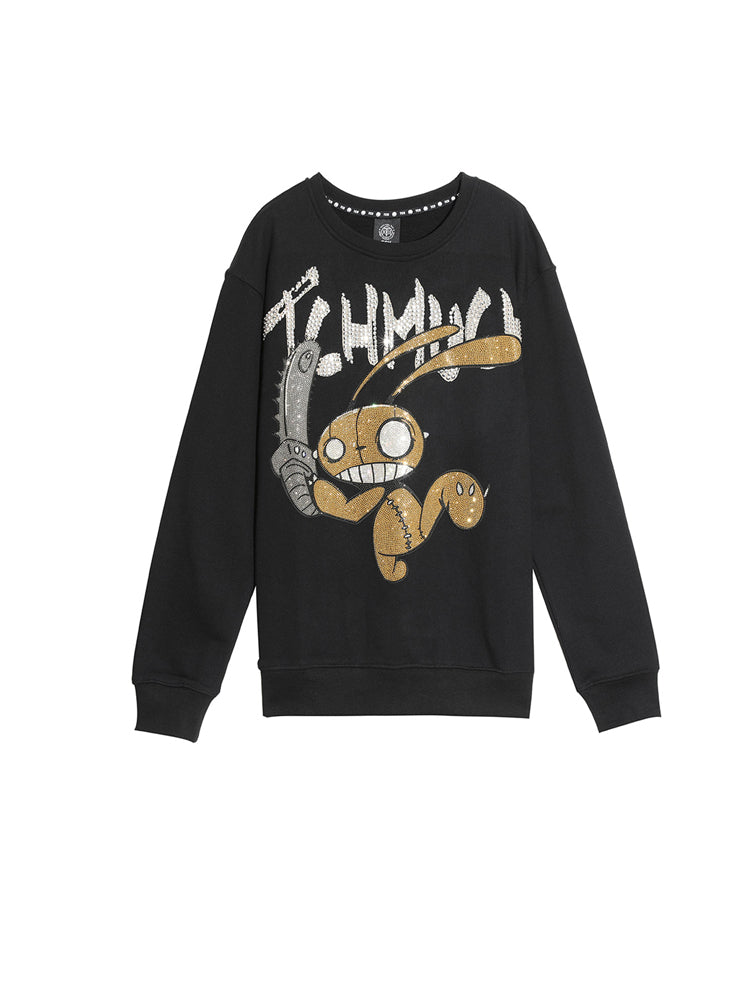 TCH Rhinestone Letter Rabbit Printed Sweatshirt