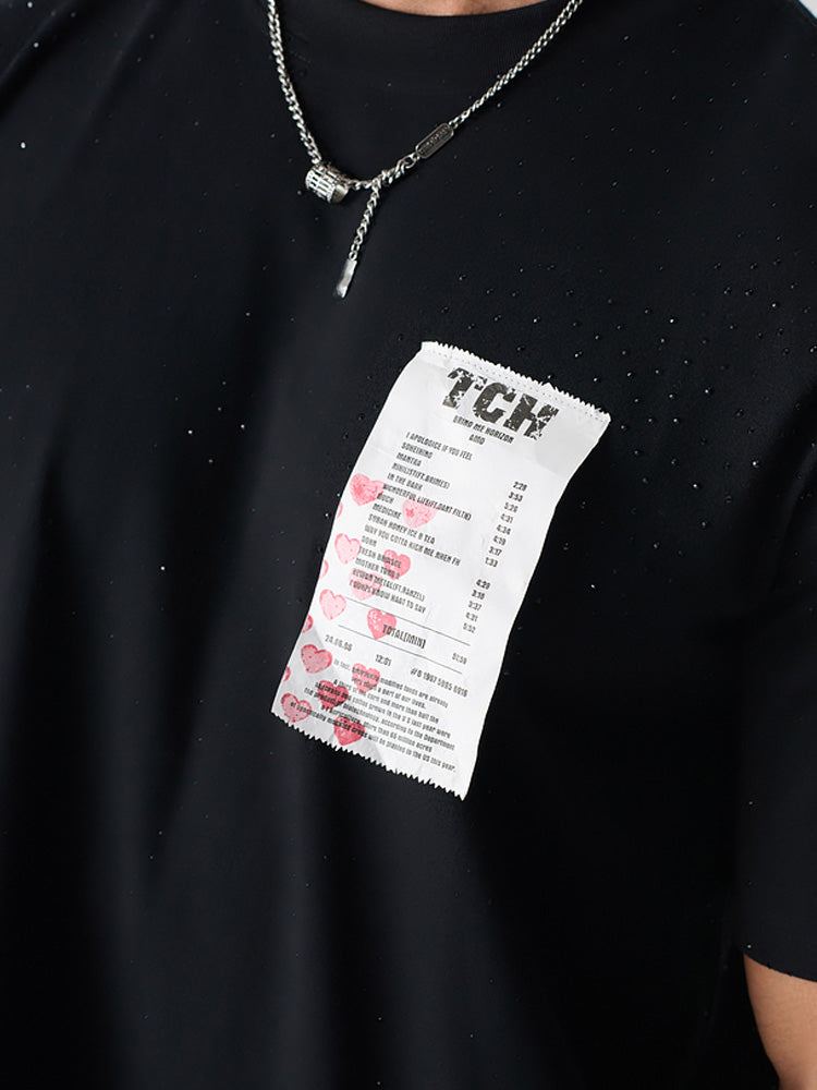 TCH Black Cotton Jersey T-shirt with Patches