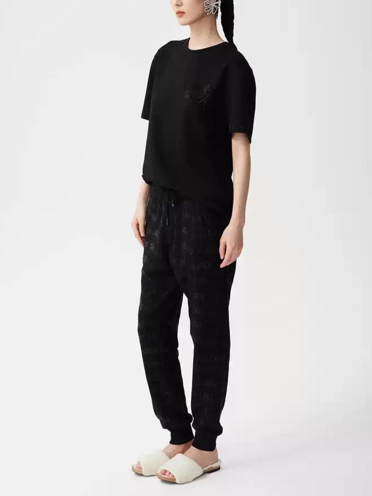 TCH Unisex Rhinestone Short Sleeve T-Shirt in Black