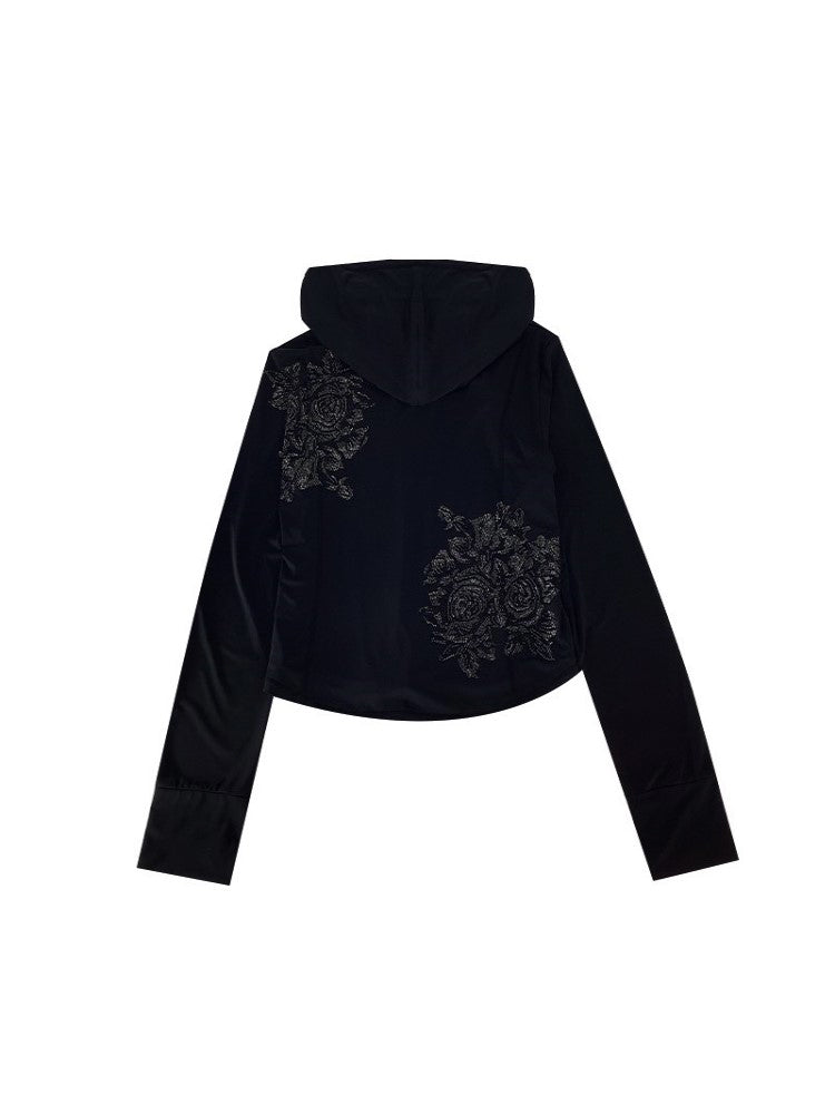 TCH Flower Crystal-Embellished Black Sun Shirt