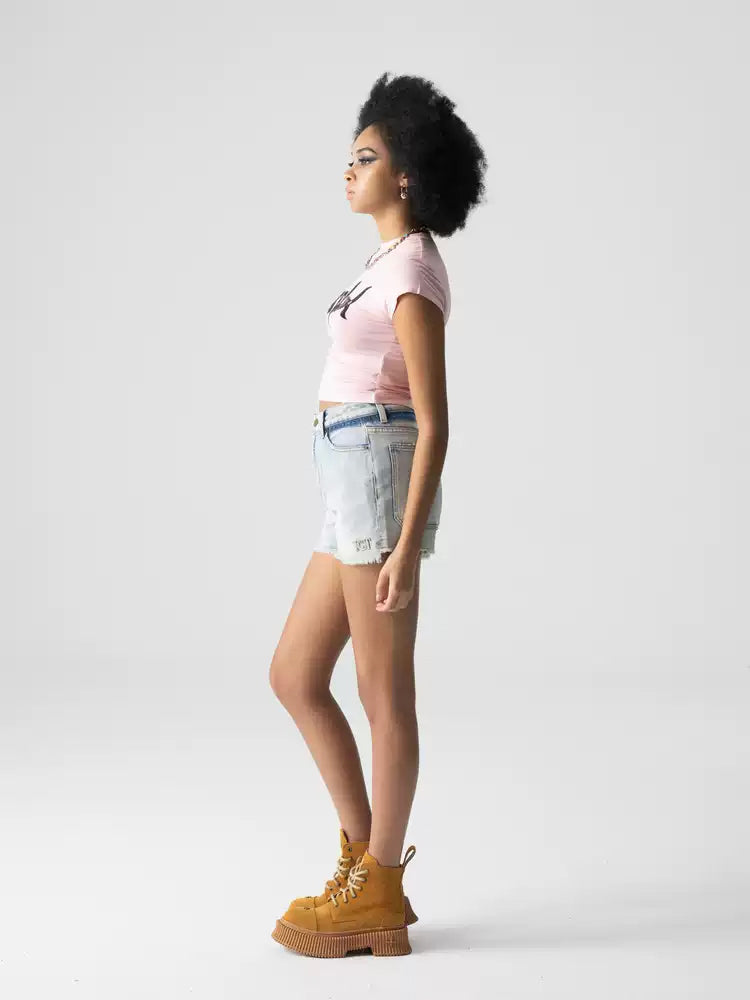 TCH Crystal-Embellished Skinny Denim Shorts