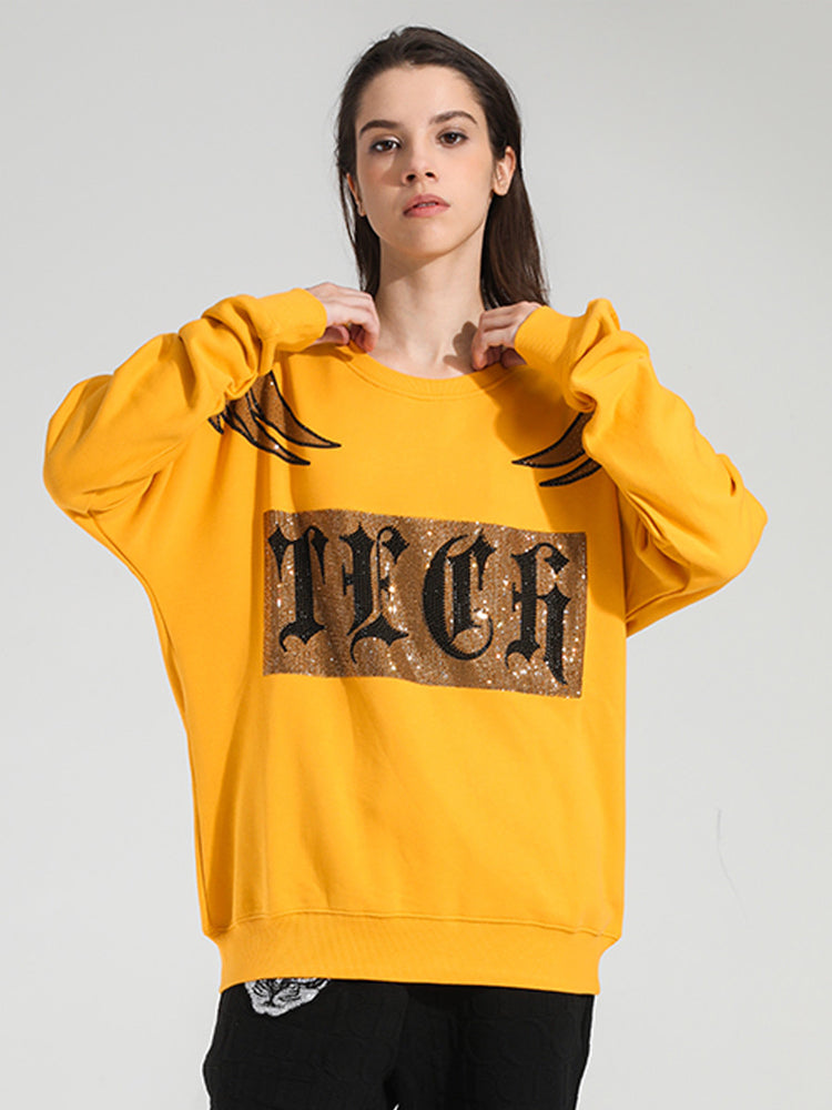 TCH Rhinestone Graphic Wing Leopard Sweatshirt