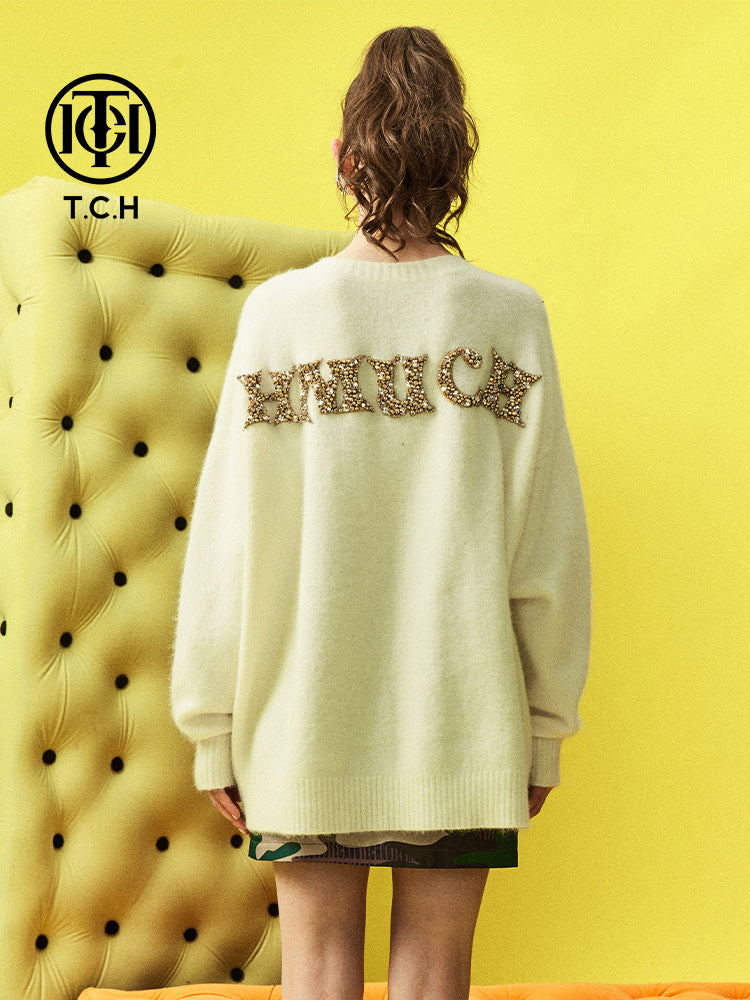 TCH Leopard Rhinestone Knit Sweater