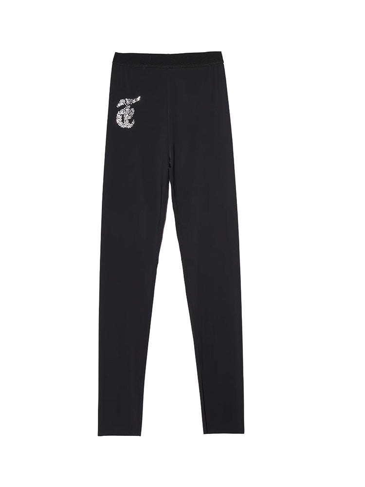 TCH Black Rhinestone Graphic Slim fit Leggings