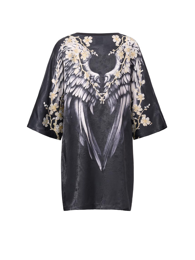 TCH Floral Rhinestone Wings Oversized Dress