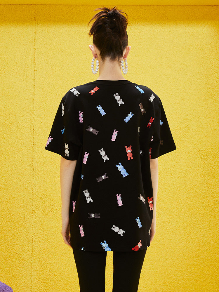 TCH Cartoon Rhinestone Colorful Allover T-shirt