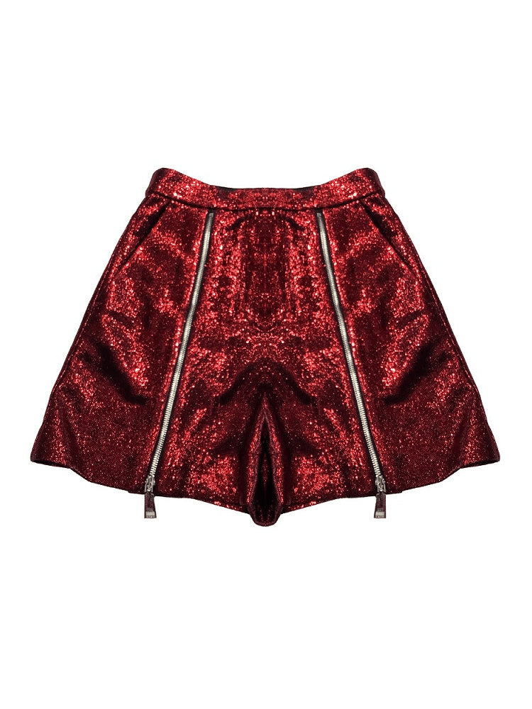TCH Sequin Embellished Sparkle Shorts with Letter