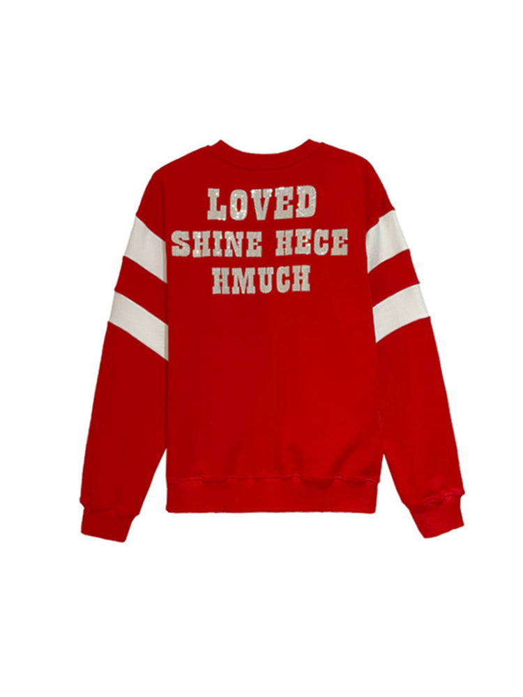 TCH Unisex Rhinestone Letter Print Pullover Sweatshirt