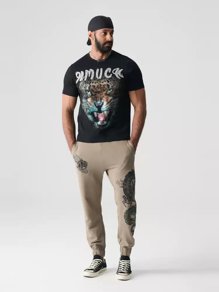 TCH Luxury Rhinestone Lion Print T-shirt