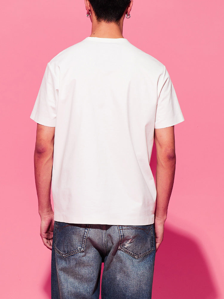 TCH Logo Print Rhinestone Solid T-Shirt with White