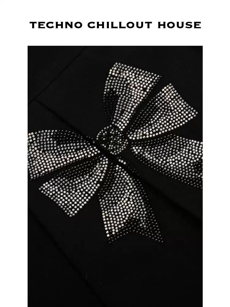 TCH Pre-Sale Rhinestone Bow High Waist Pleated Mini Skirt