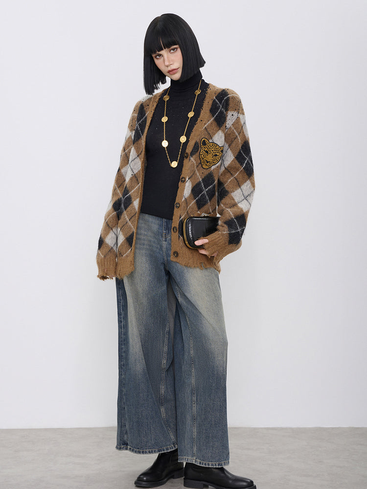 TCH High Waist Rhinestone Wide Leg Denim Jean