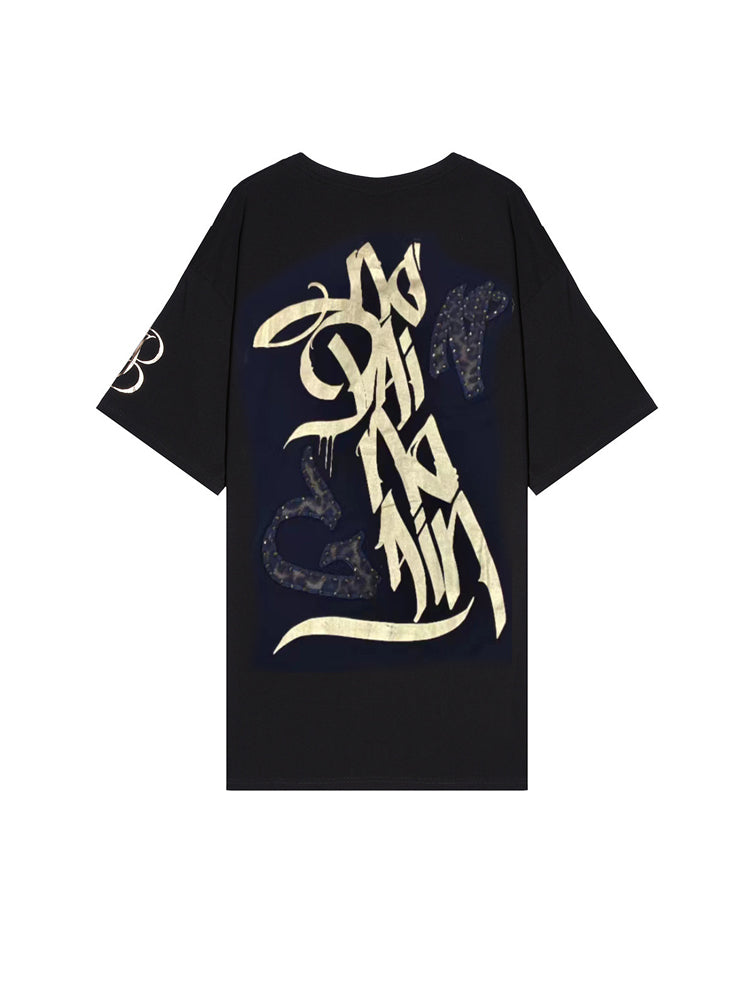 TCH Gold Graphic Print Oversized Cotton T-shirt