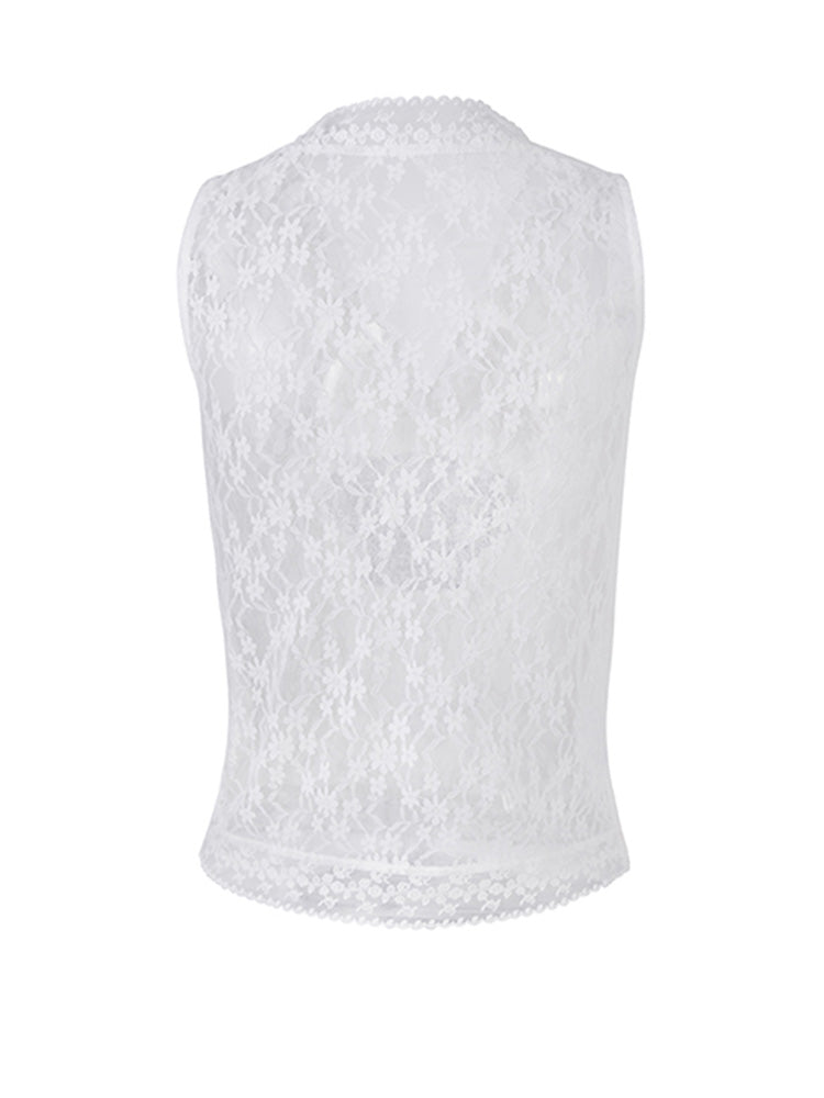 TCH Eephant Rhinestone Floral Lace Vest
