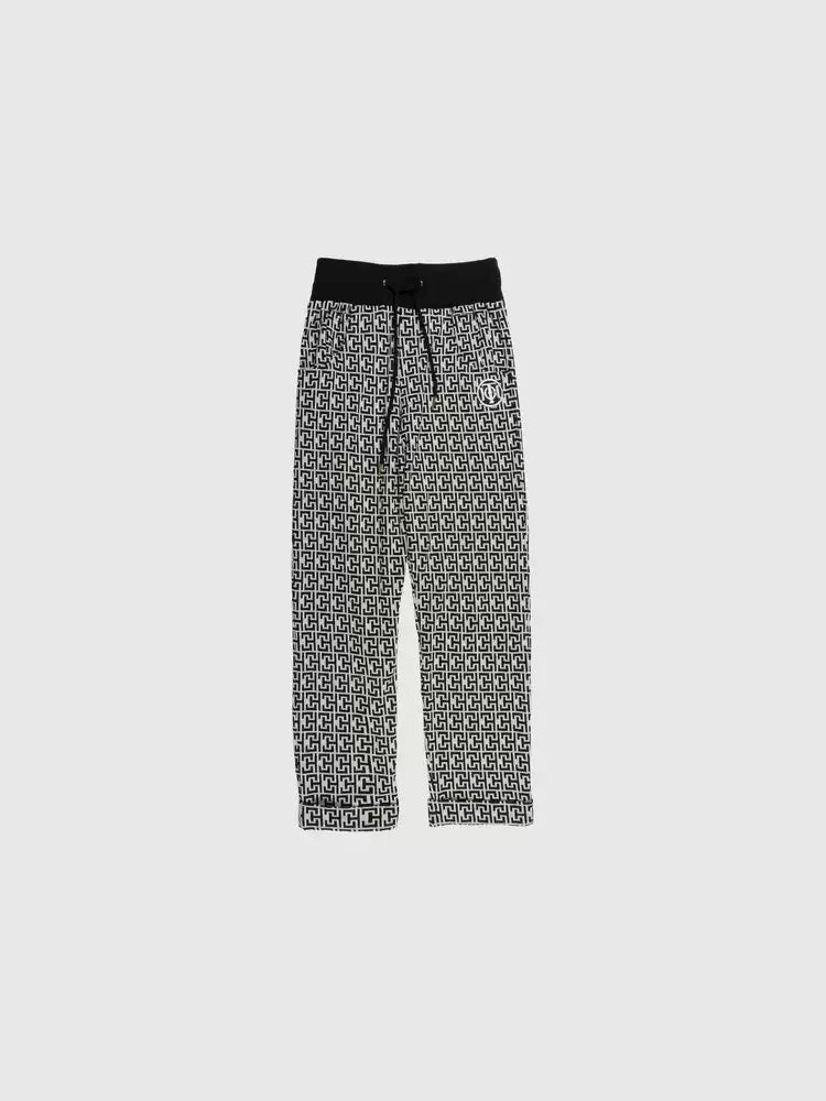 TCH Rhinestone Logo Wide Jersey Monogram Pants