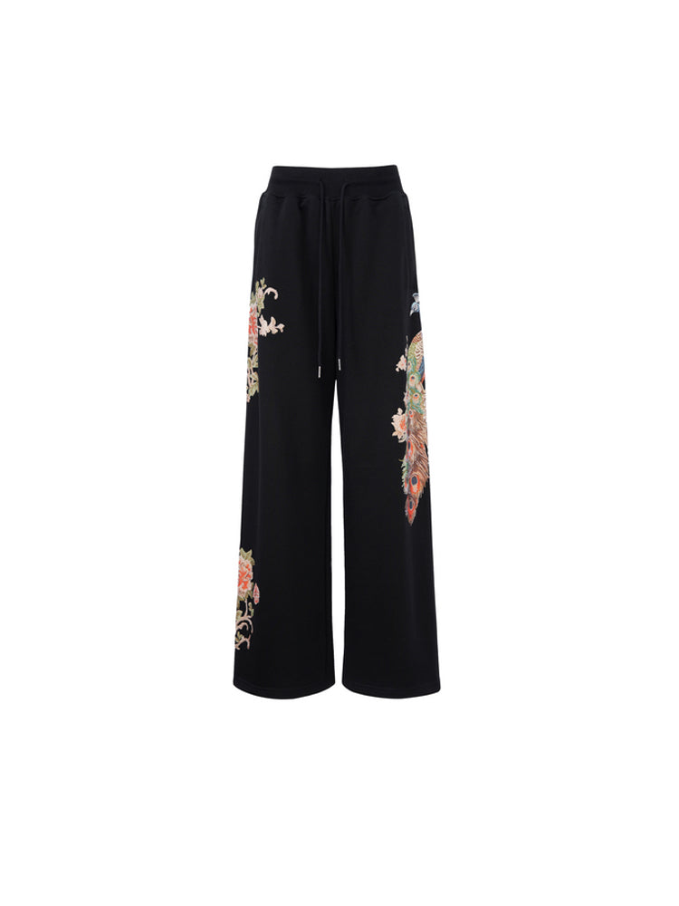 TCH Rhinestone Floral-Embroidered Trousers