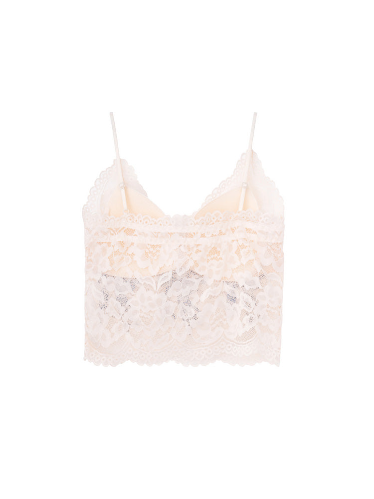 TCH Rhinestone Bow Floral Lace Padded Bandeau Bra Cami