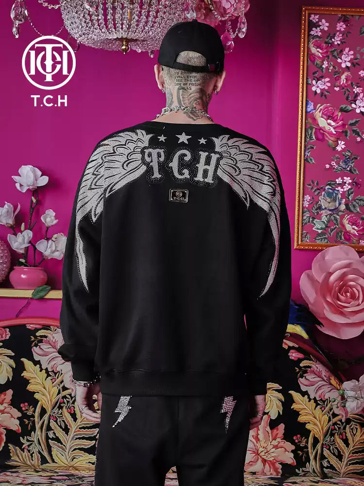 TCH Skull Rhinestone Star Black Sweatshirt