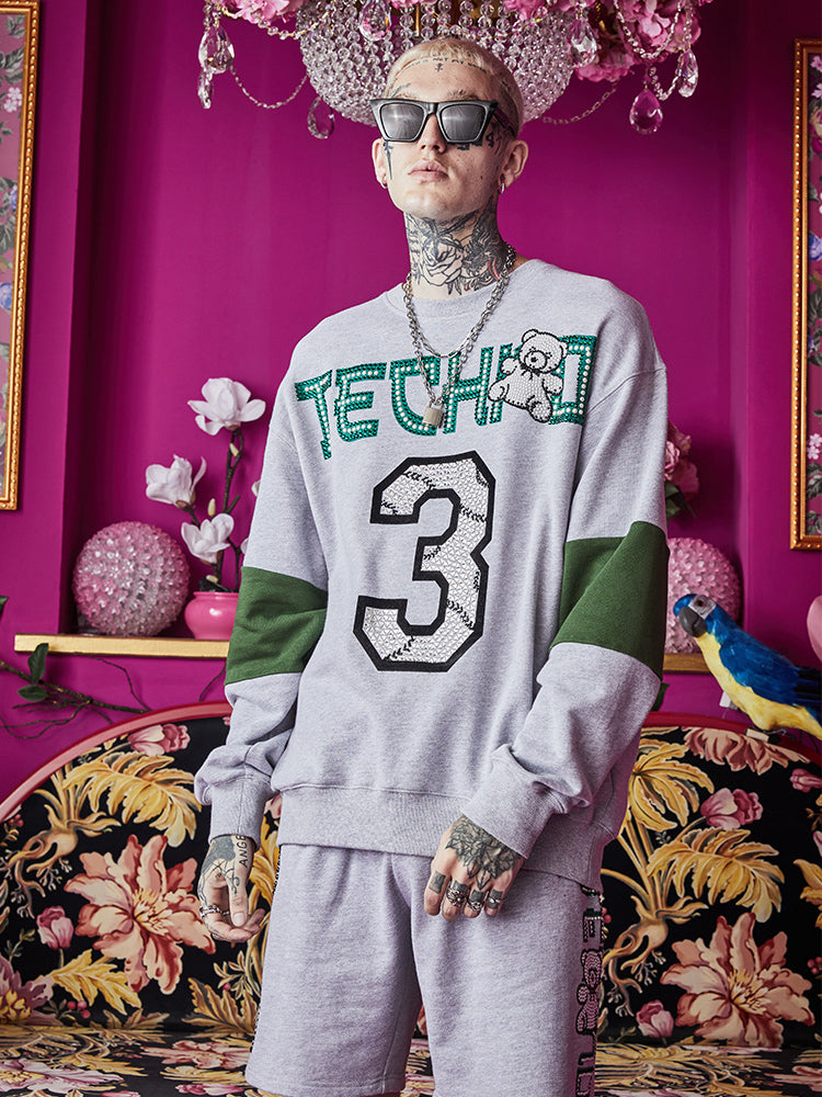 TCH Rhinestone Graphic Patch Unisex Sweatshirt