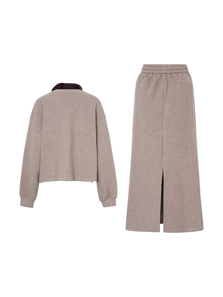 TCH Crystal Letter Graphic Sweatshirt & Knit Skirt Set