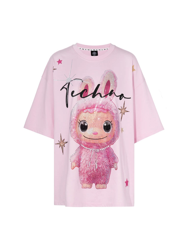 TCH Rhinestone LABUBU Sparkling Oversized Top