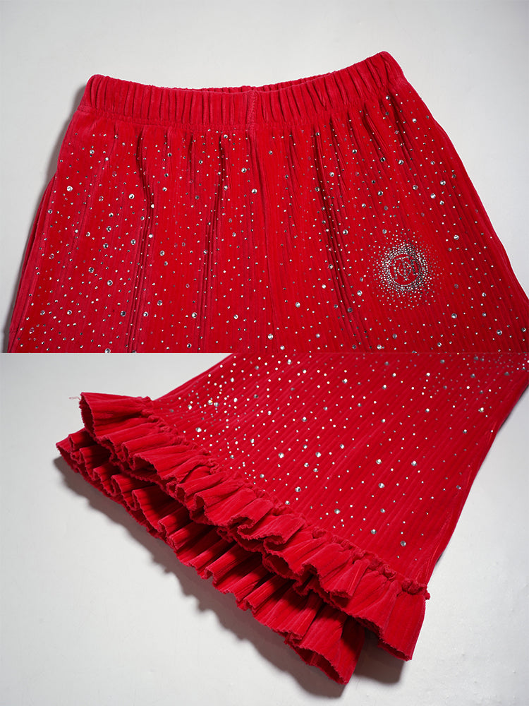 TCH Rhinestone Galaxy Velvet Straight-Leg Pants