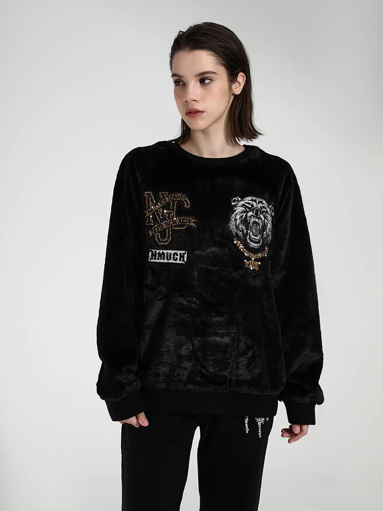 TCH Unisex Rhinestone Bear Crewneck Sweatshirt