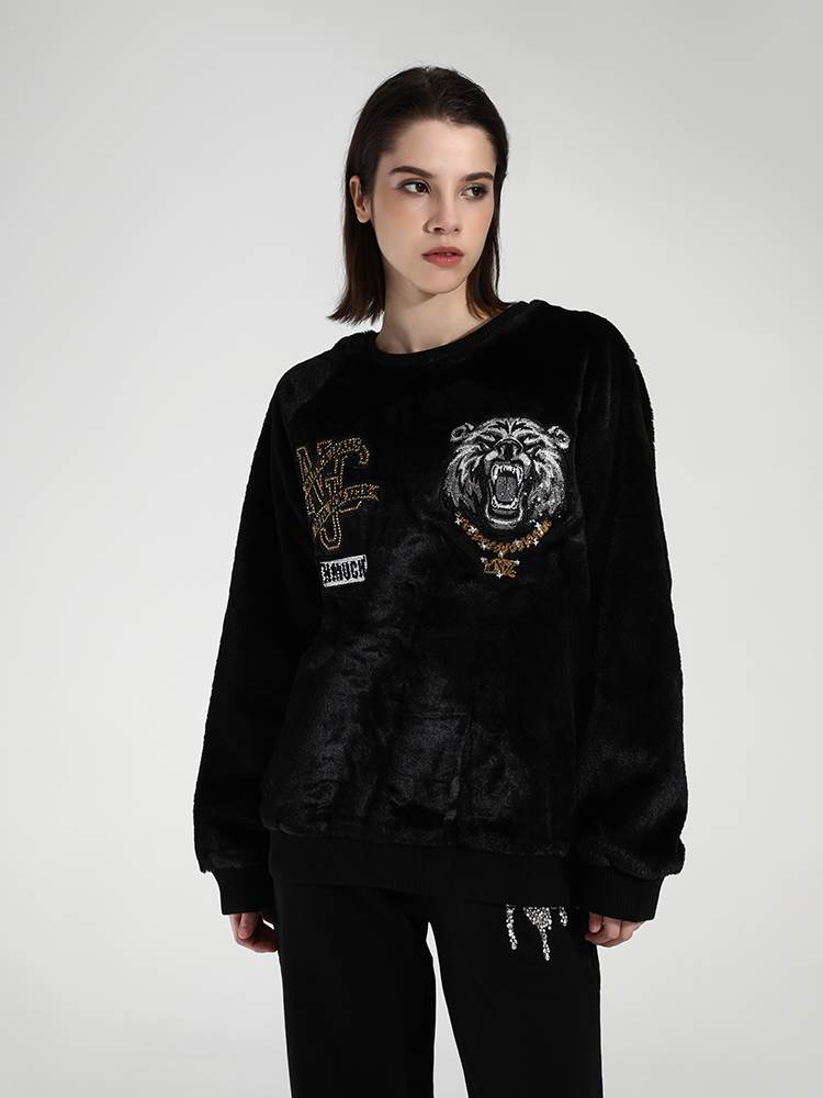 TCH Unisex Rhinestone Bear Crewneck Sweatshirt